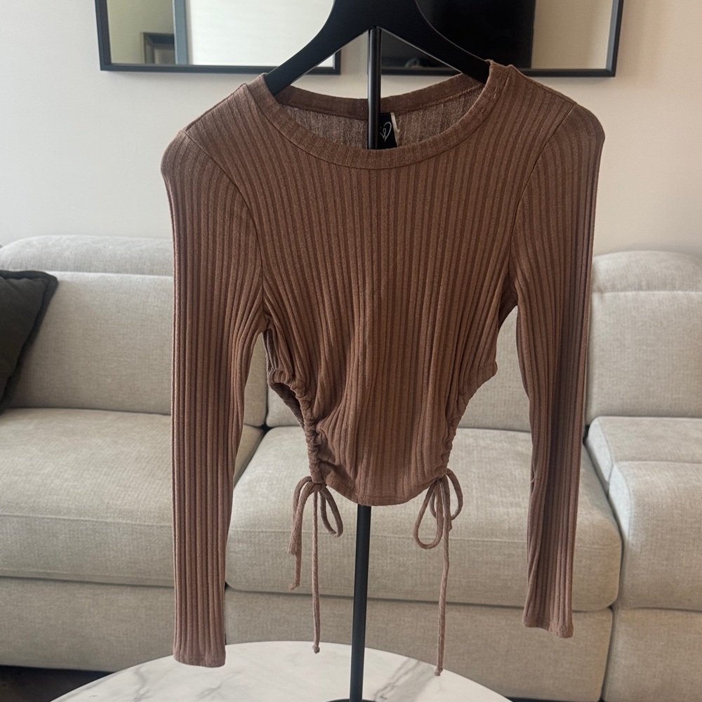 Windsor Brown Ribbed Crop Top